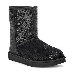 UGG SHORT COSMOS BLACK SEQUIN WINTER BLING BOOTS